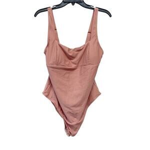 Cupshe Women's Dusty Pink Square Neck One Piece Swimsuit Size L‎